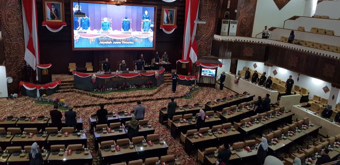 Suasana rapat sidang Paripurna dengan agenda Penyampaian Pendapat Badan Anggaran (Banggar) atas Rancangan Perda tentang Perubahan APBD Tahun 2024, Rabu (24/7/2024).