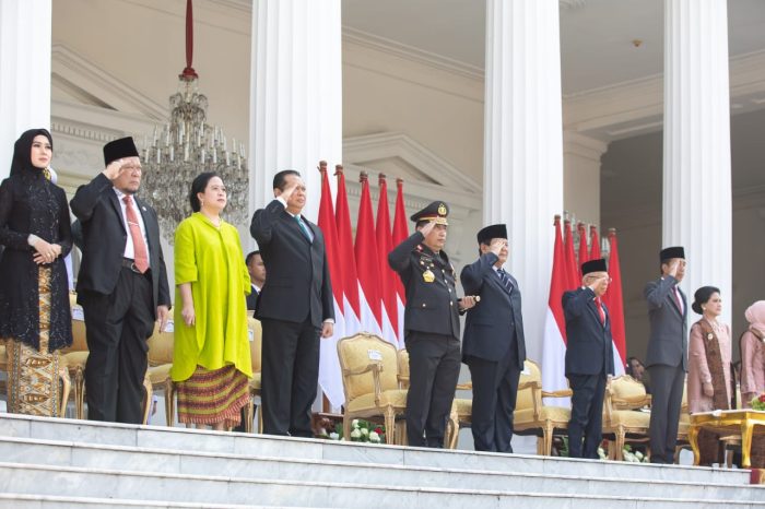 Puan Maharani menghadiri Upacara Prasetya Perwira TNI dan Polri di Istana Merdeka, Jakarta Pusat, Selasa (16/7/2024).