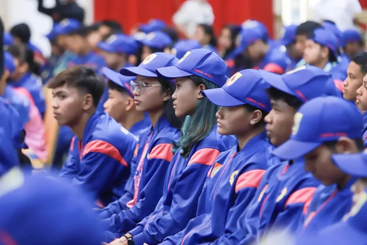 252 atlet kontingen Kabupaten Jember yang akan berlaga dalam ajang Pekan Olahraga Provinsi (Porprov) Jawa Timur IX Tahun 2025 di Pendopo Wahyawibawagraha Jember, Rabu (25/6). Ist