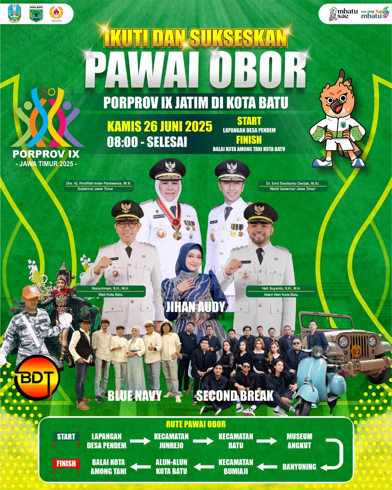 Kota Batu bersiap menyambut momen bersejarah dalam rangkaian Porprov Jatim IX dengan menggelar Kirab Obor Porprov IX Jatim pada 26 Juni 2025