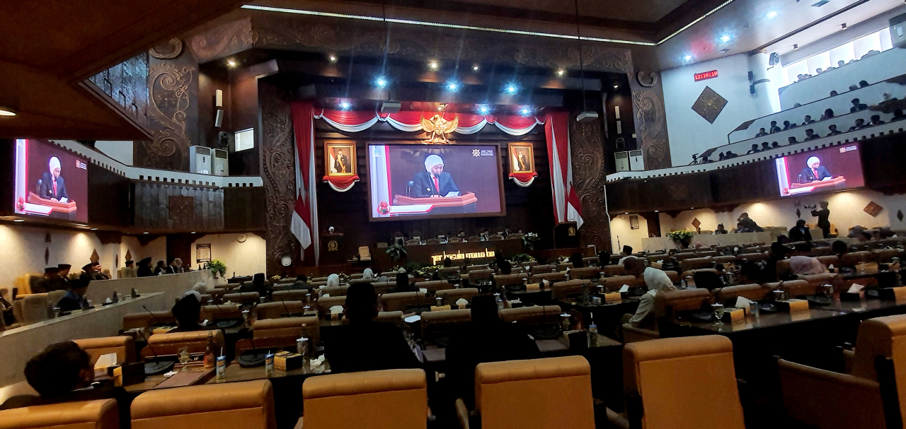Pendapat Akhir (PA) Gubernur terhadap rancangan Perda RPJMD Jatim 2025-2029, Senin (7/7/2025).