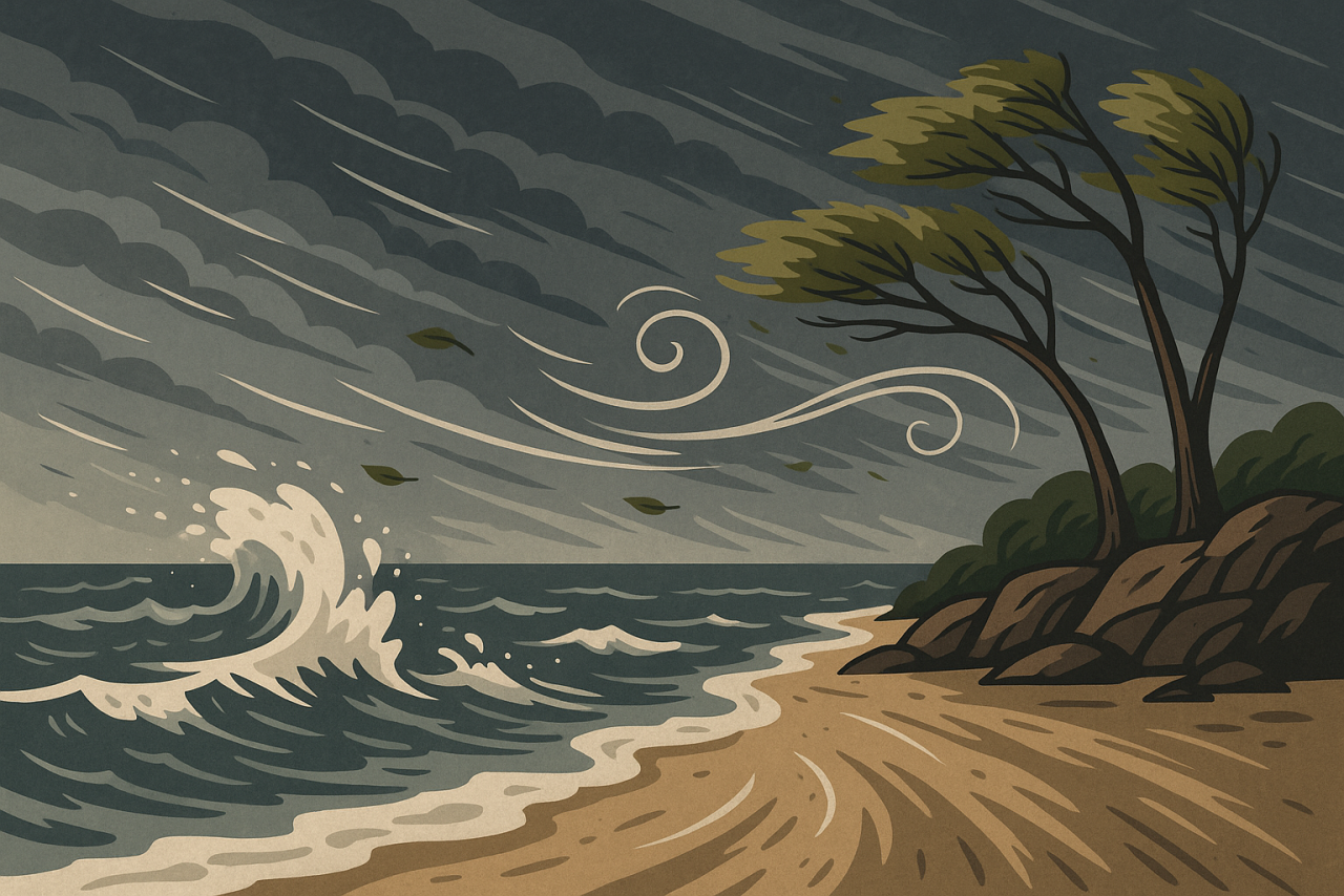 Ilustrasi angin kencang. (Foto: chat GPT)