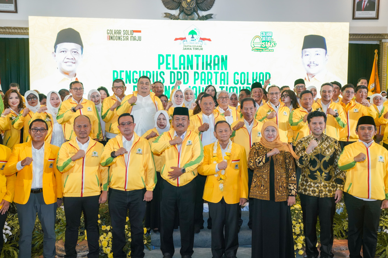 Susunan pengurus DPD Partai Golkar Jatim periode 2025-2030. (Foto: Jairi Irawan, Wakabid Komunikasi Media DPD Golkar Jatim) 