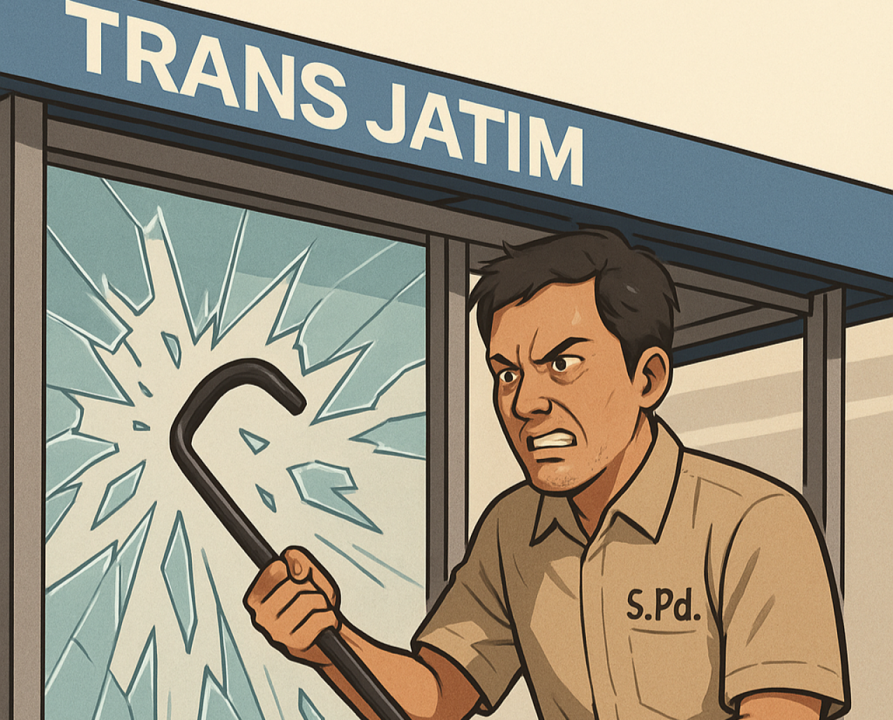 Ilustrasi perusak halte Trans Jatim di Sidoarjo