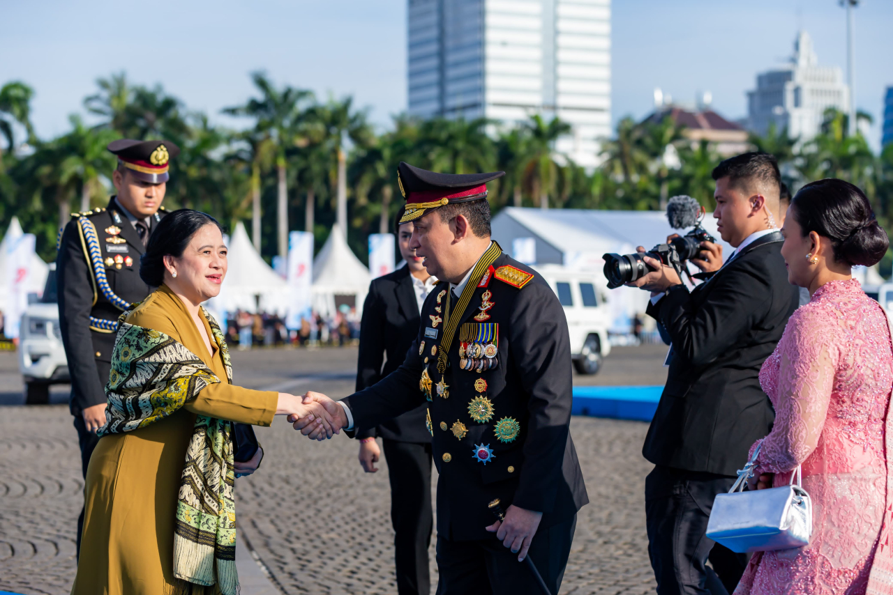Ketua DPR RI Puan Maharani menghadiri upacara dan syukuran Hari Bhayangkara ke-79. Ist