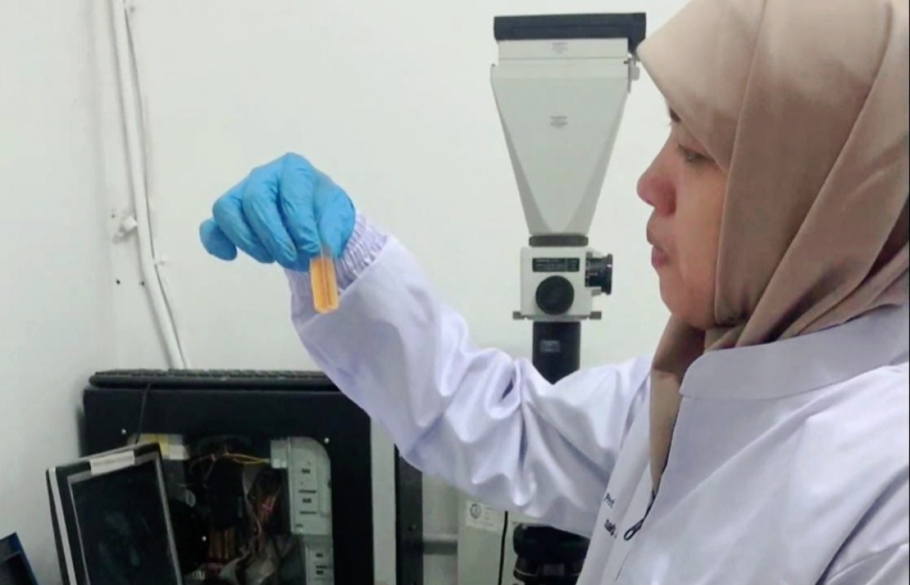 Guru Besar ke-223 Institut Teknologi Sepuluh Nopember (ITS) Prof Yatim Lailun Ni’mah menghadirkan inovasi pengolahan limbah menjadi adsorben. (Foto: Humas ITS)