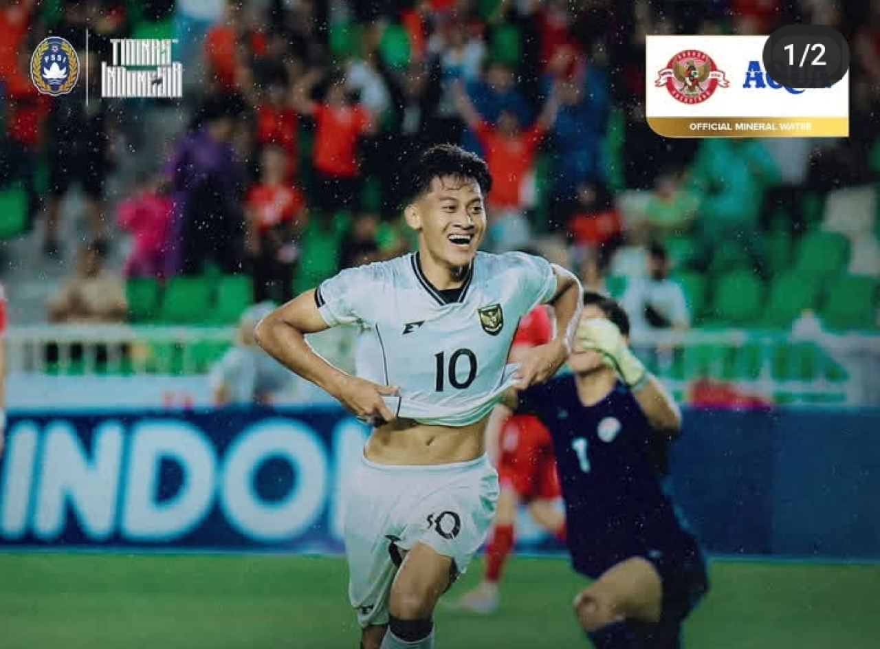 Selebrasi M.Mierza usai cetak gol di Piala Kemerdekaan 2025 (Foto: Instagram Timnasindonesia)