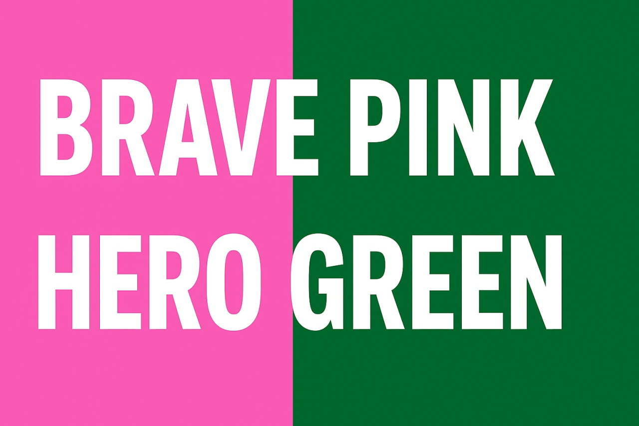Ilustrasi warna Brave Pink dan Hero Green (Foto: chatgpt)