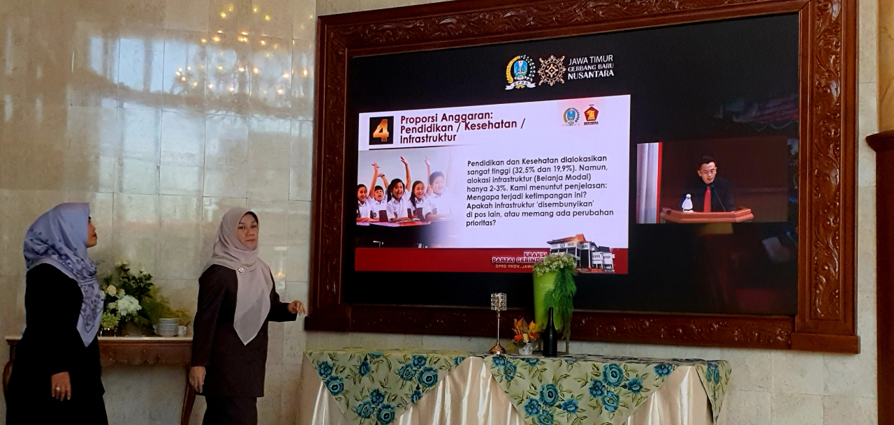 Aufa Zhafiri, juru bicara Fraksi Gerindra DPRD Jawa Timur.