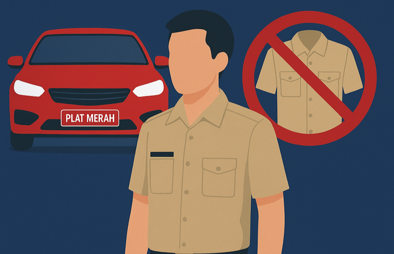 Ilustrasi larangan ASN mengenakan pakaian dinas dan mobil plat merah