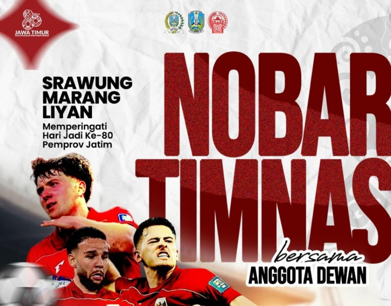 Sekretariat DPRD Jatim menggelar nonton bareng (nobar) Kualifikasi Piala Dunia 2026 Ronde 4 antara Timnas Indonesia melawan Arab Saudi