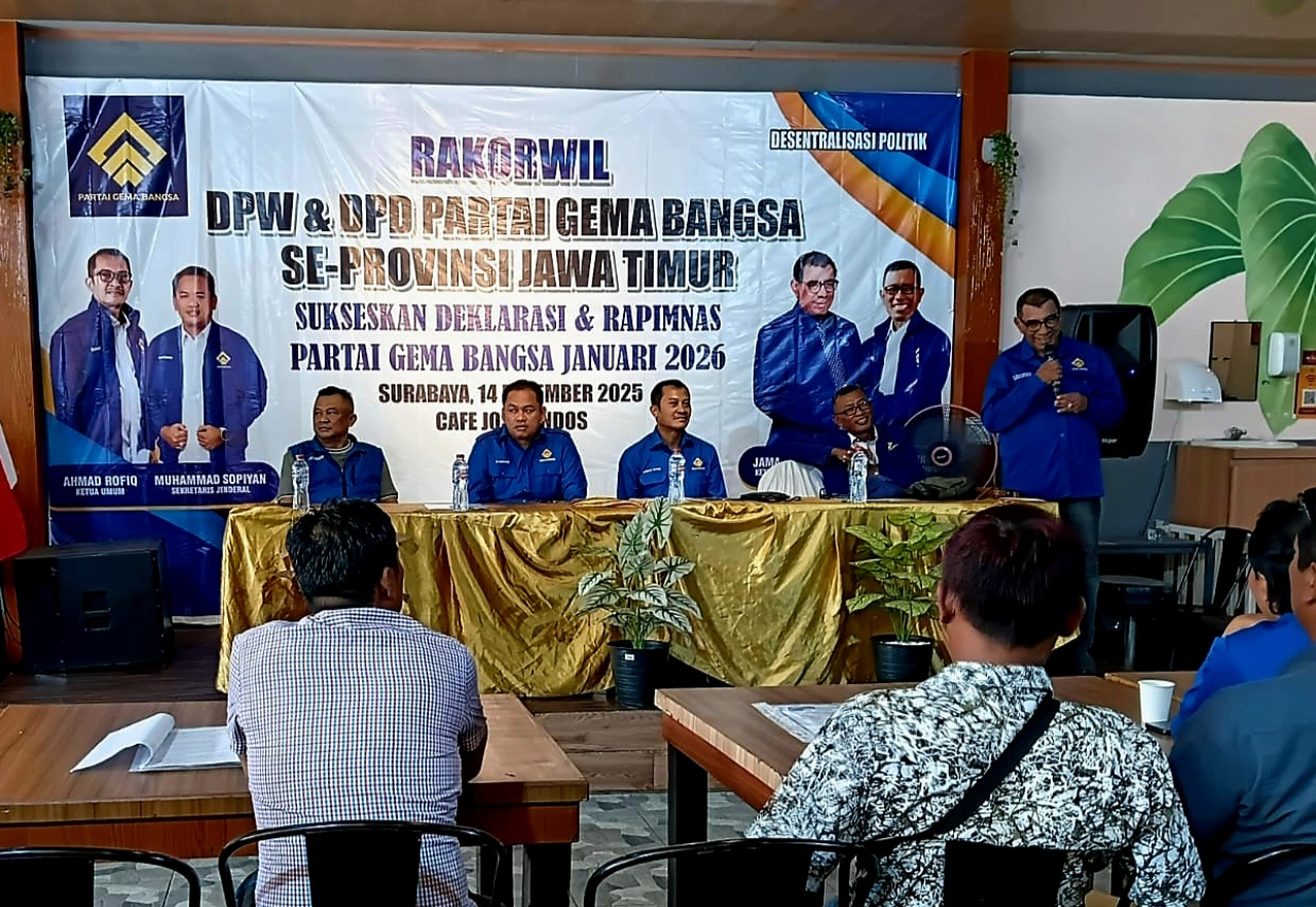 Partai Gema Bangsa Jatim menggelar rapat koordinasi wilayah di Surabaya, Minggu (14/12/2025).