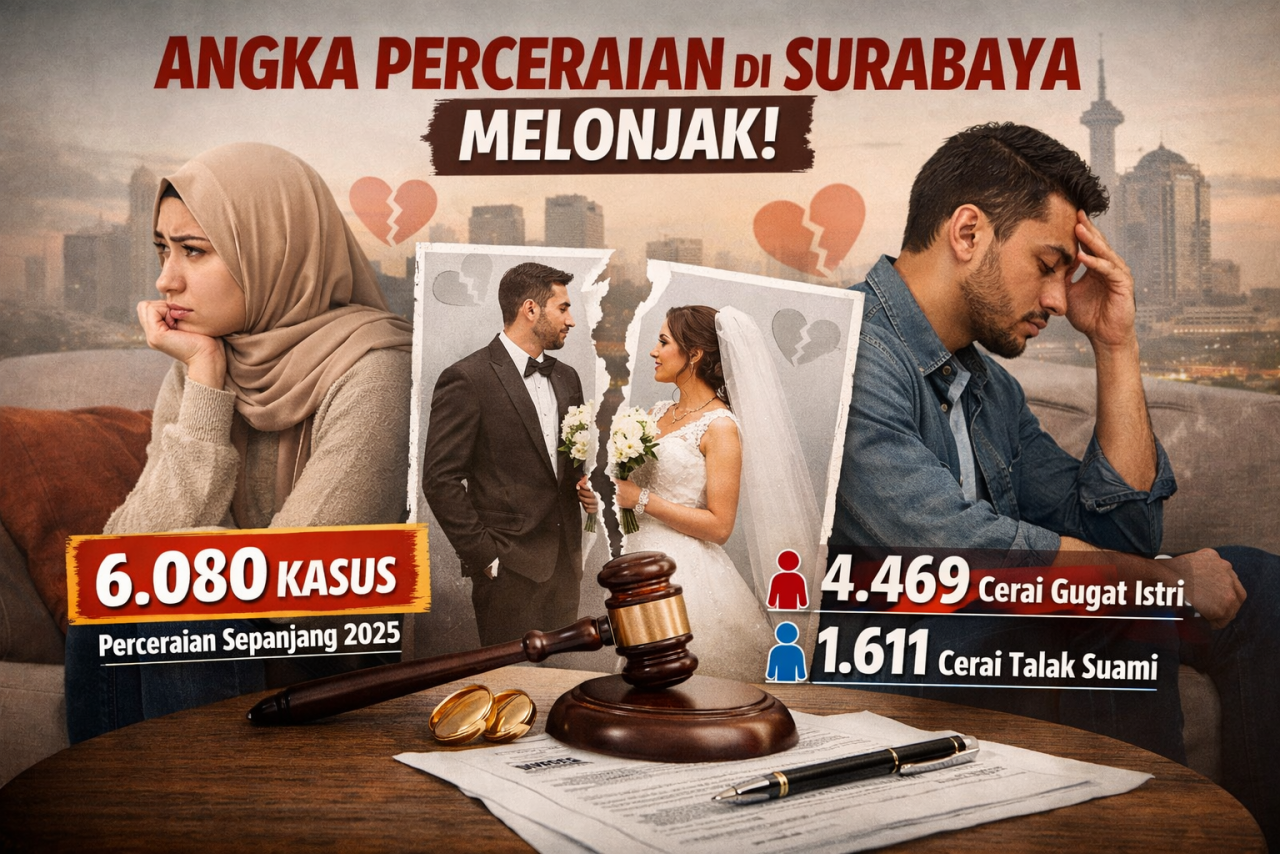 Ilustrasi perceraian di Surabaya. (ChatGPT)