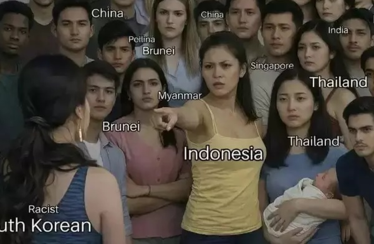 Ilustrasi perang Netizen Korea Selatan vs Asia Tenggara (X/TuanWicak)