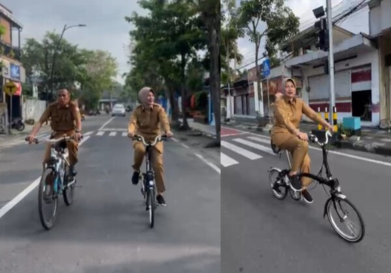 Wakil Bupati Bojonegoro Nurul Azizah Awali Bike to Work. (Foto Pemkab Bojonegoro)
