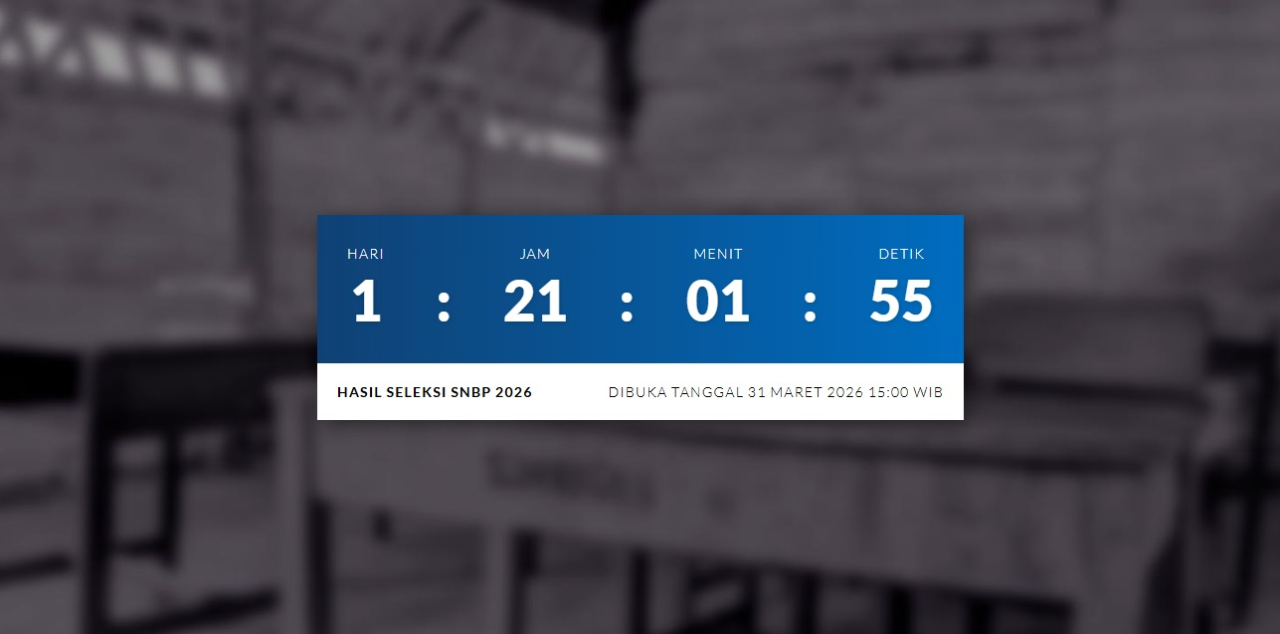 Countdown atau hitung mundur pengumuman hasil SNBP 2026. (pengumuman-snbp.snpmb.id)