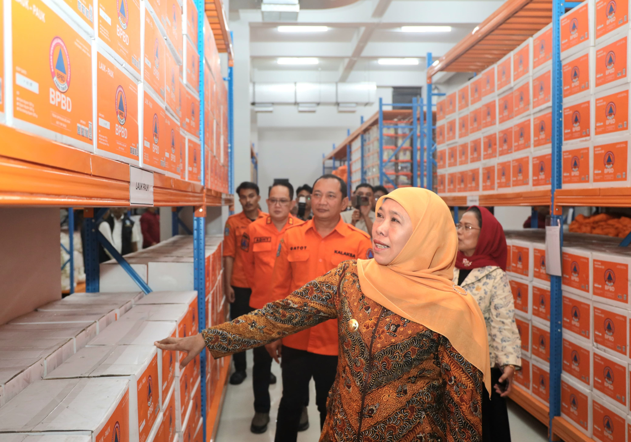 Gubernur Khofifah meresmikan Gedung Gerha Majapahit dan GOR BPBD Jatim di Sidoarjo, Kamis (9/4/2026).