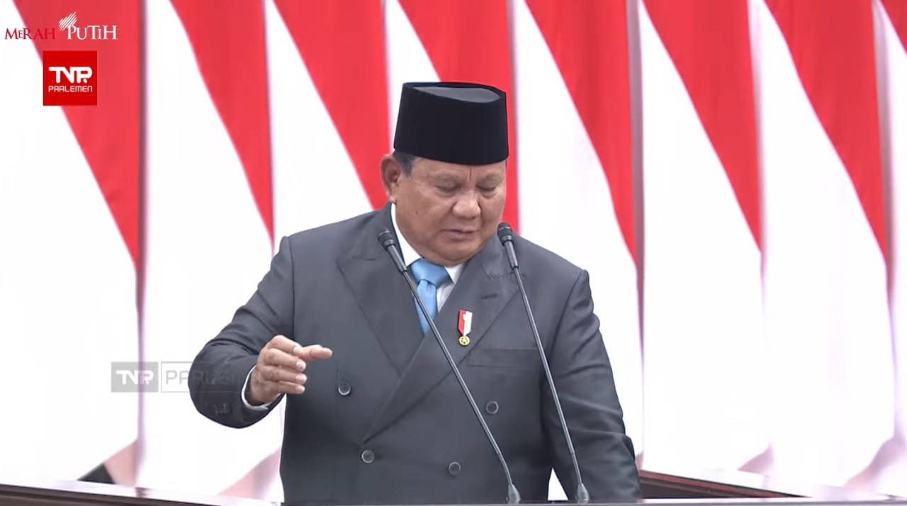 Presiden Prabowo pidato perdana di rapat Paripurna DPR RI. (Tangkapan layar youtube Sekretariat Presiden)
