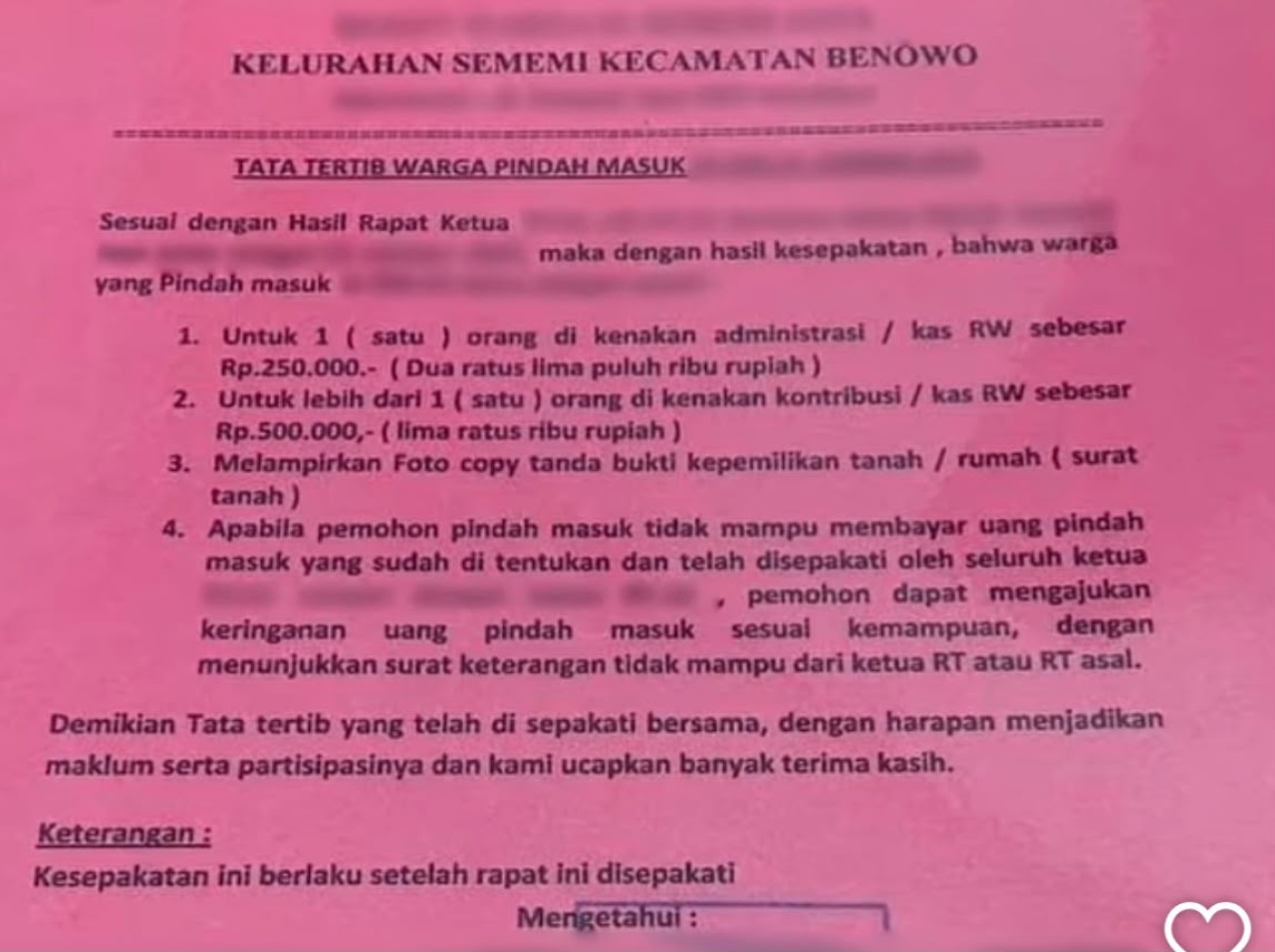 Tangkapan layar dugaan pungli yang terjadi di daerah Sememi